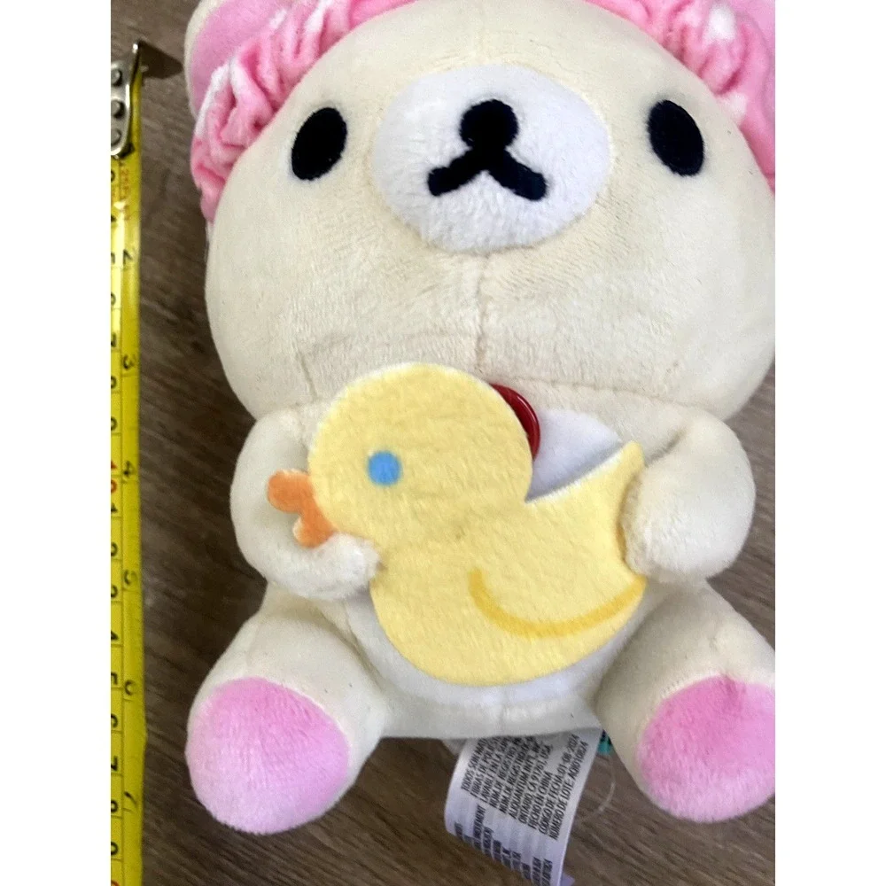 6" HTF San-X Rilakkuma Spa Plush Korilakkuma‎ Small Duckie Headband Pink Duck - Picture 3 of 5
